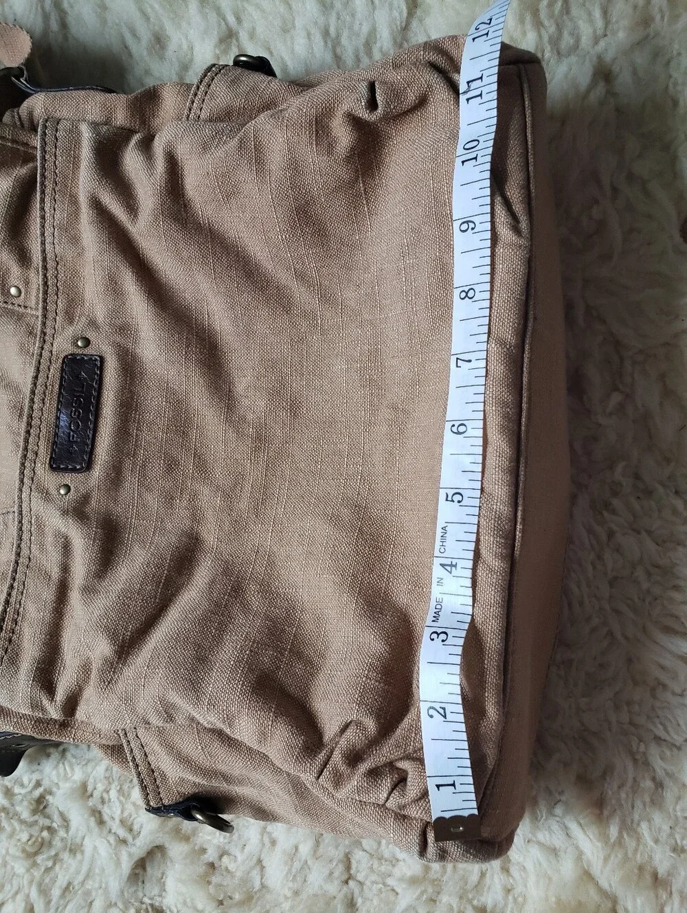 Large Vintage Fossil Canvas Messenger Bag Crossbody